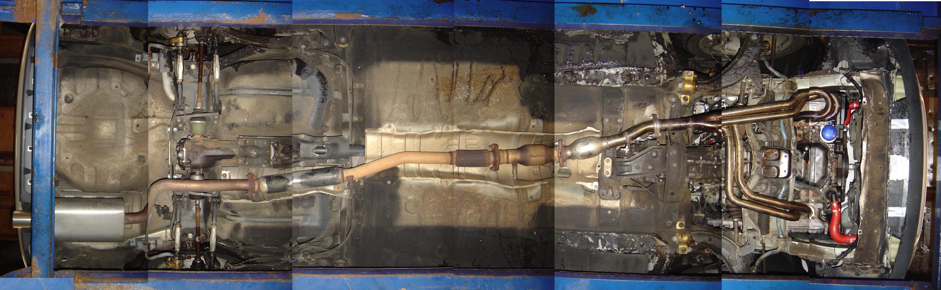 Panoramic picture of underside of car